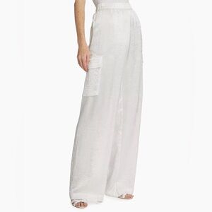 Enza Costa Textured Satin Cargo Pants White